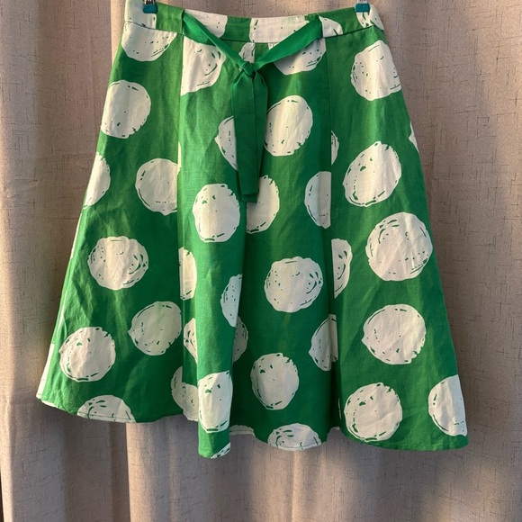 Sherry Taylor Green and White Messy Dot Skirt Fully Lined Fit & Flare Size M. - Picture 1 of 6